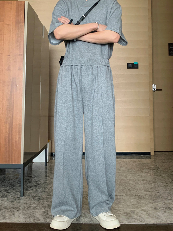 Elastic Waist Wide-Leg Casual Pants