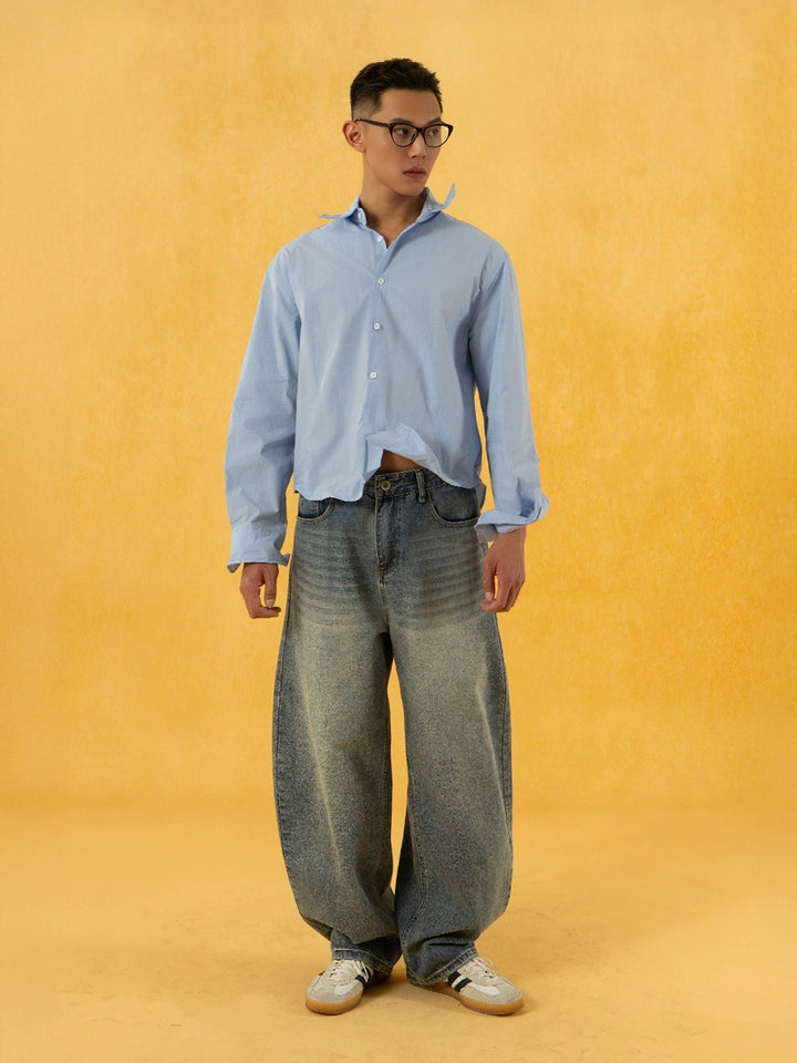 Steel Wire Design Loose Long-Sleeved Shirt