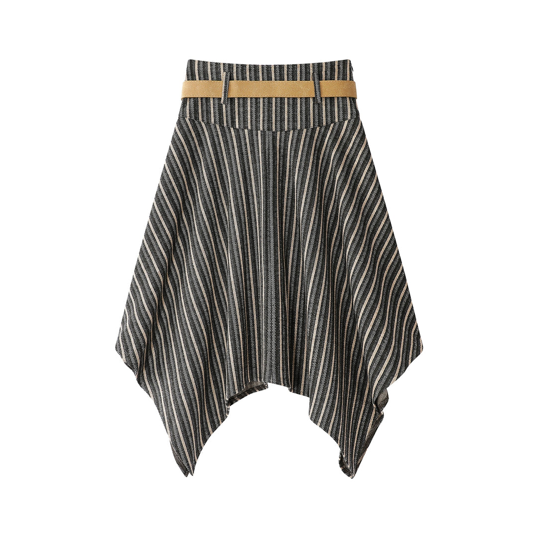 Striped Irregular Midi Skirt