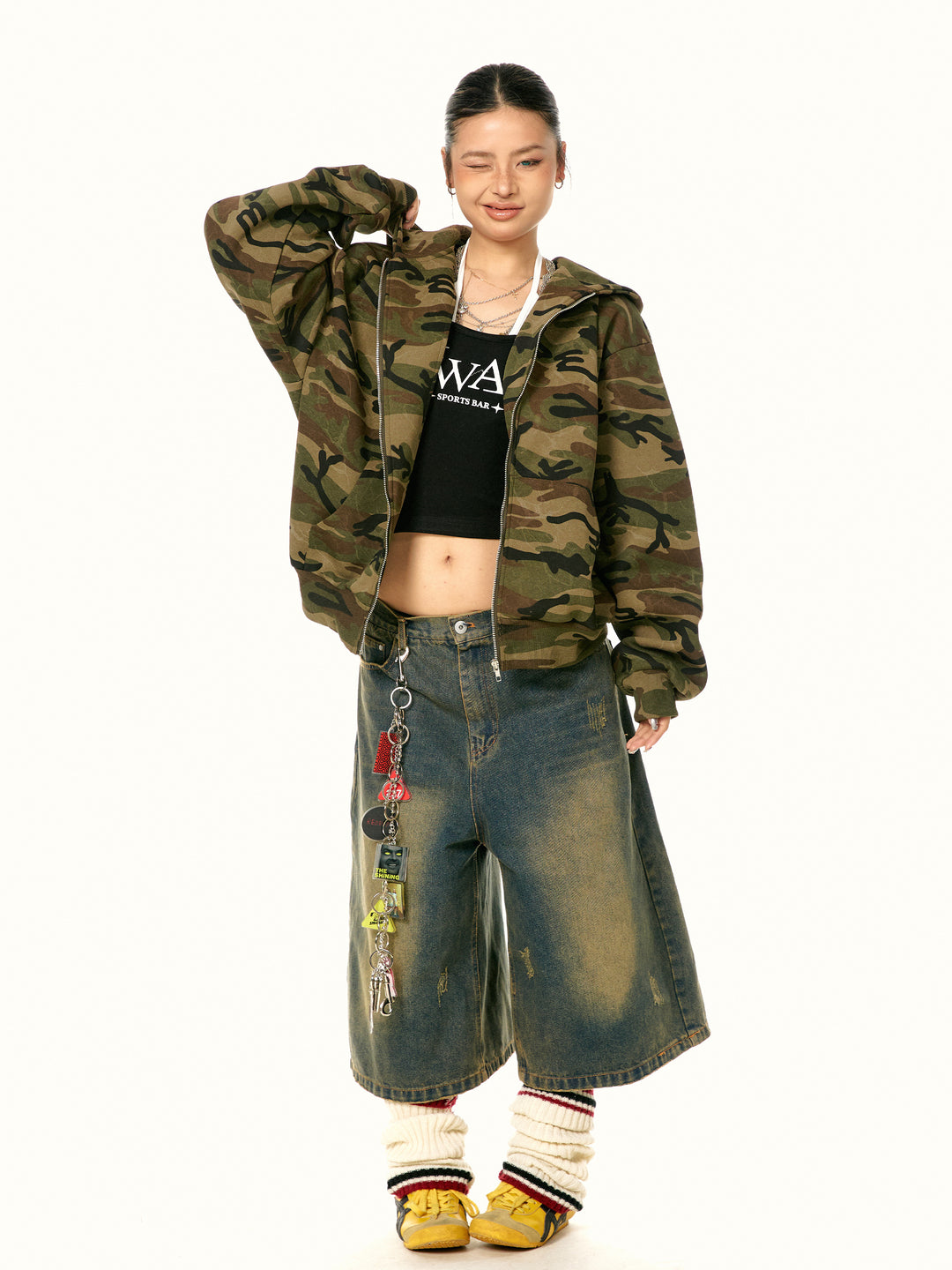 Camouflage Hooded Sweater Jacket Cardigan