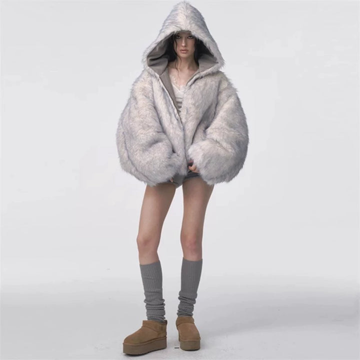 Velvet Fur Hooded Double-Sided Coat