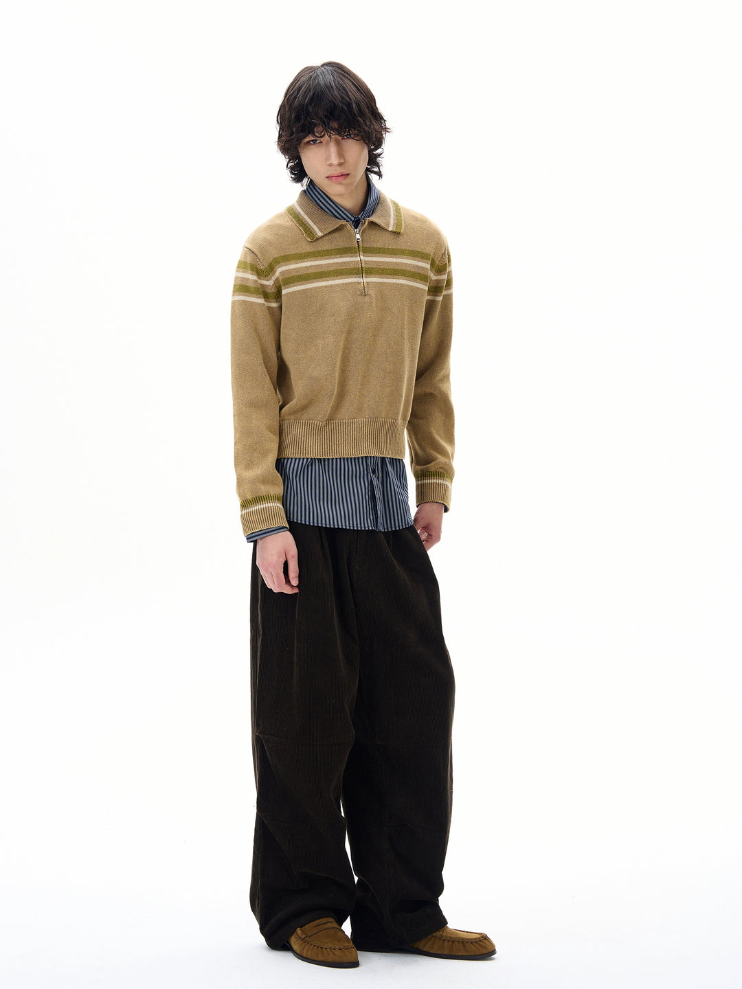 Pantaloni casual a gamba larga in corduroy