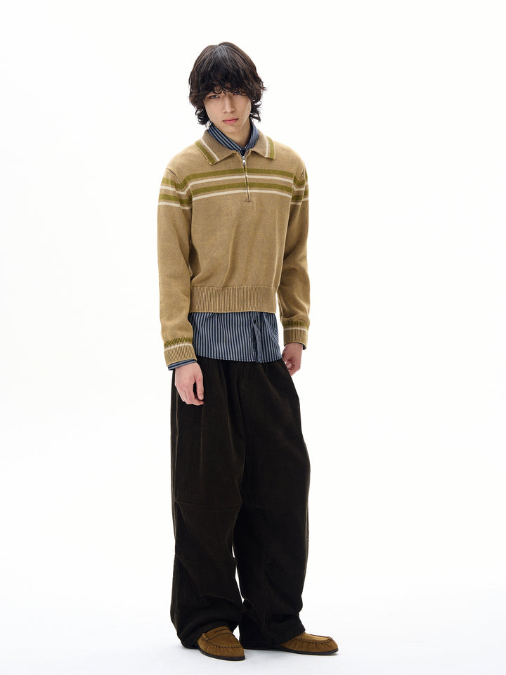 Pantaloni casual a gamba larga in corduroy