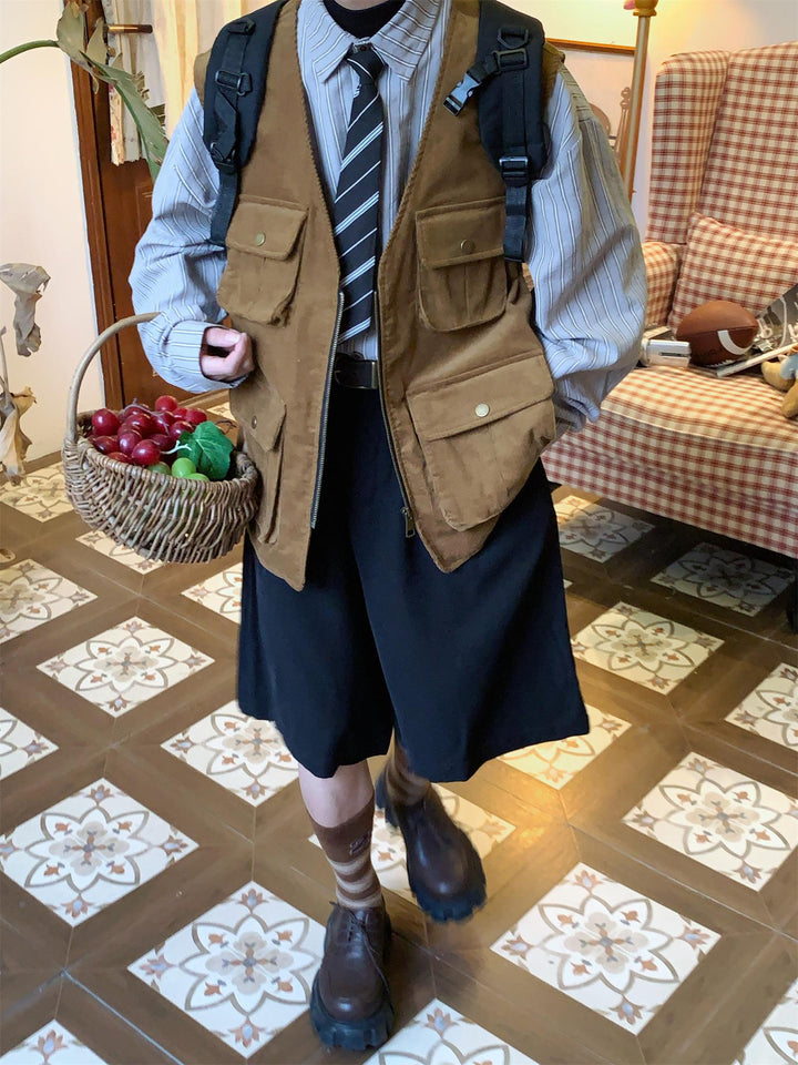 Corduroy Outdoor Multi-Pocket Workwear Vest