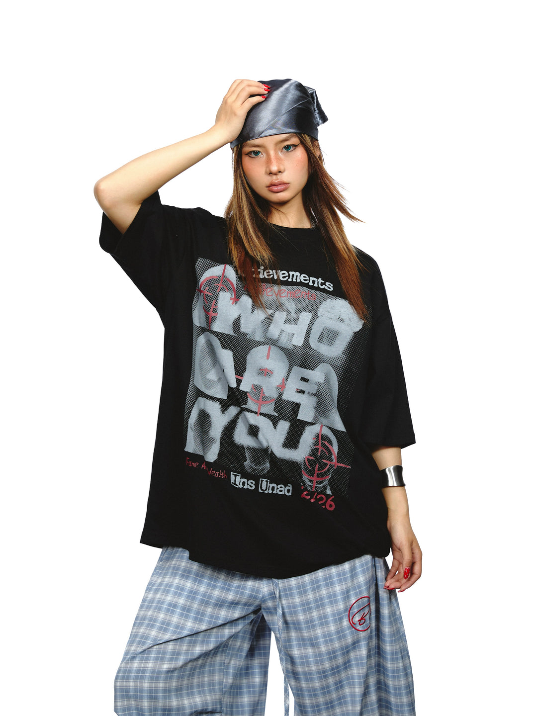 レトログラフィックプリントルーズショートスリーブTシャツ