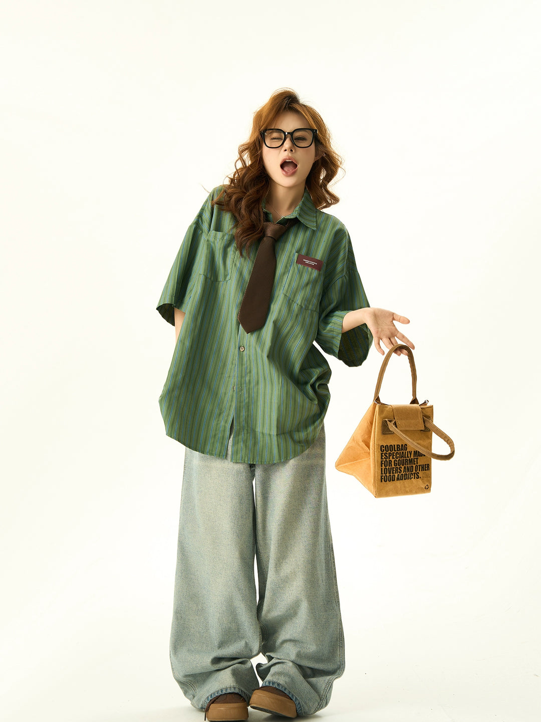 Retro Striped Loose Short Sleeve Shirt
