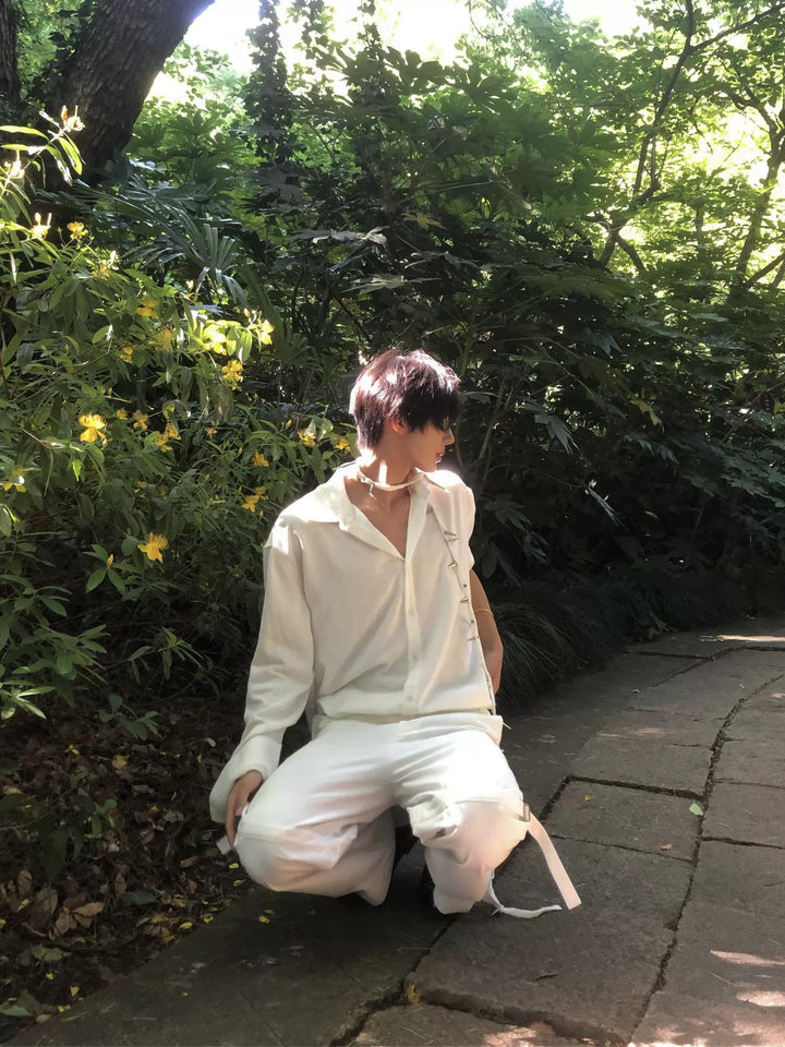 Rivet Detail Loose Fit Long-Sleeve Shirt