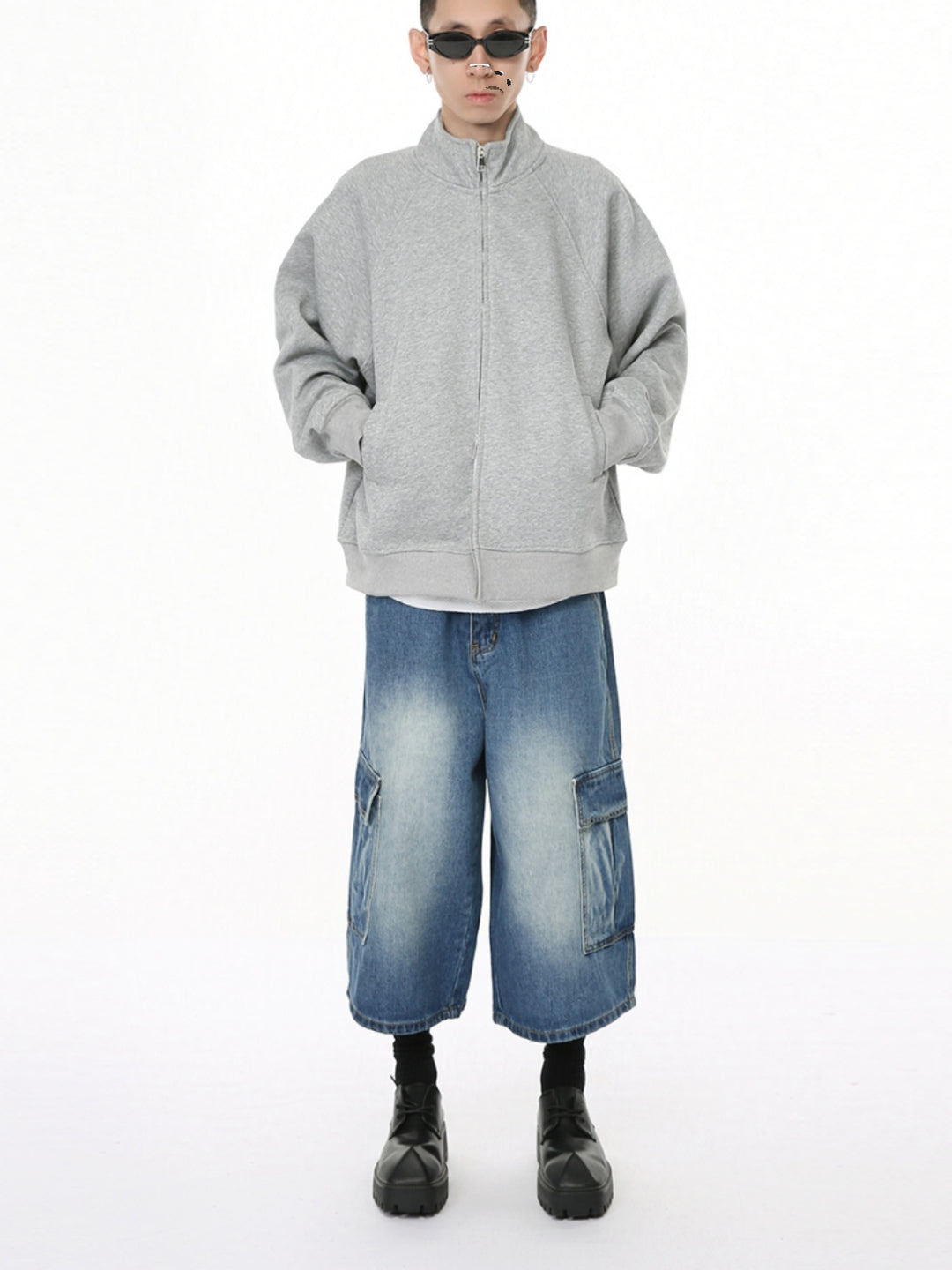 Giacca con cappuccio casual con zip a doppia corsa