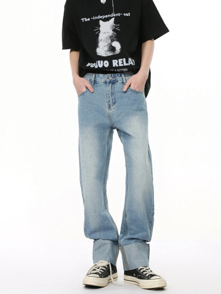 Rolled-Up Slim-fit Straight Pants