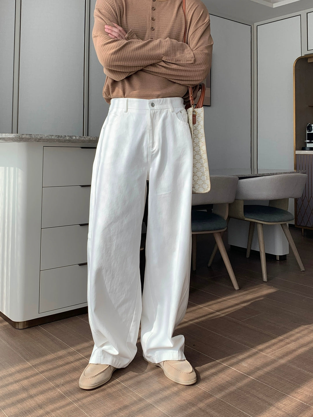 White Wide-Leg Jeans