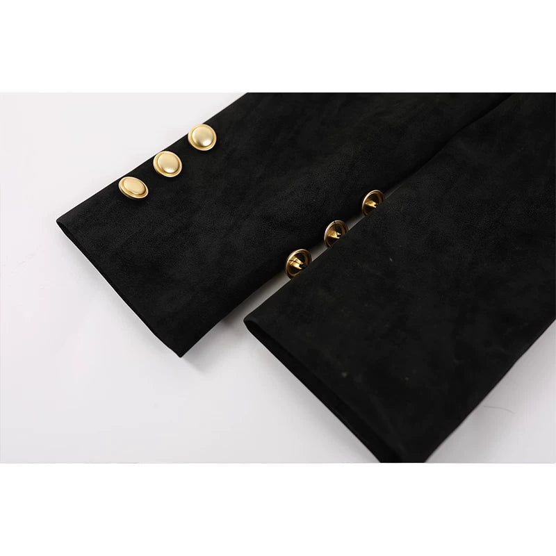 Flocked Suede Stand Collar Short Jacket