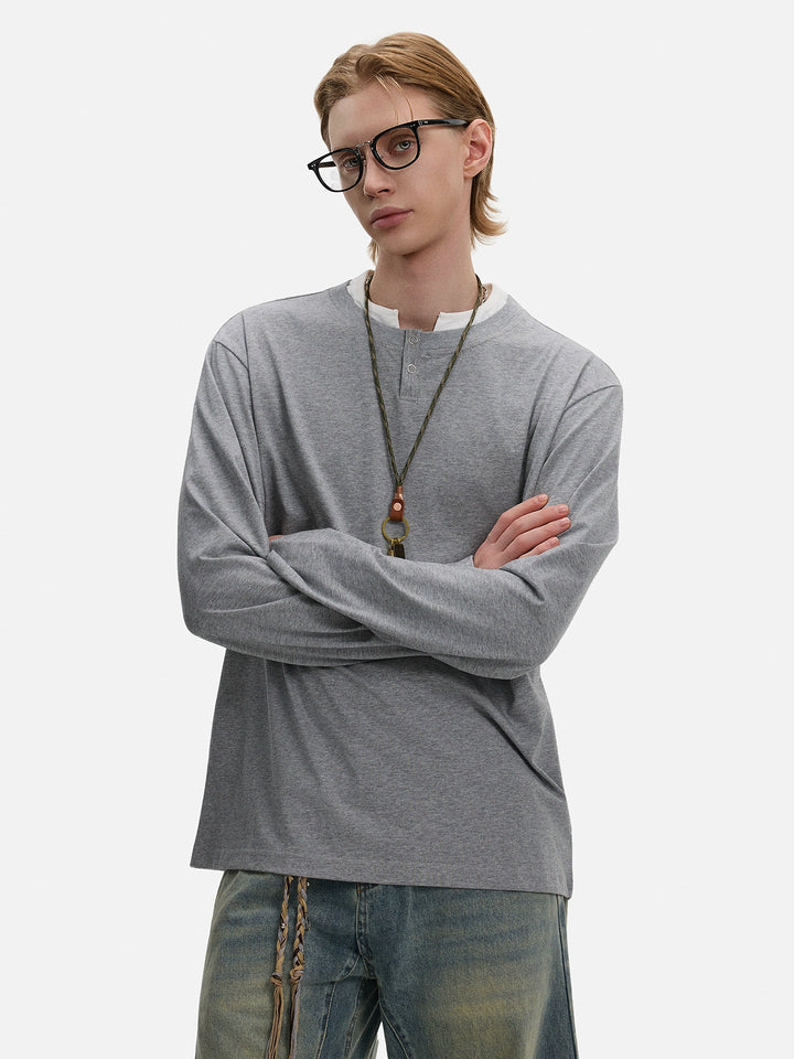 Henley Krave Langærmet Lagdelt Pullover