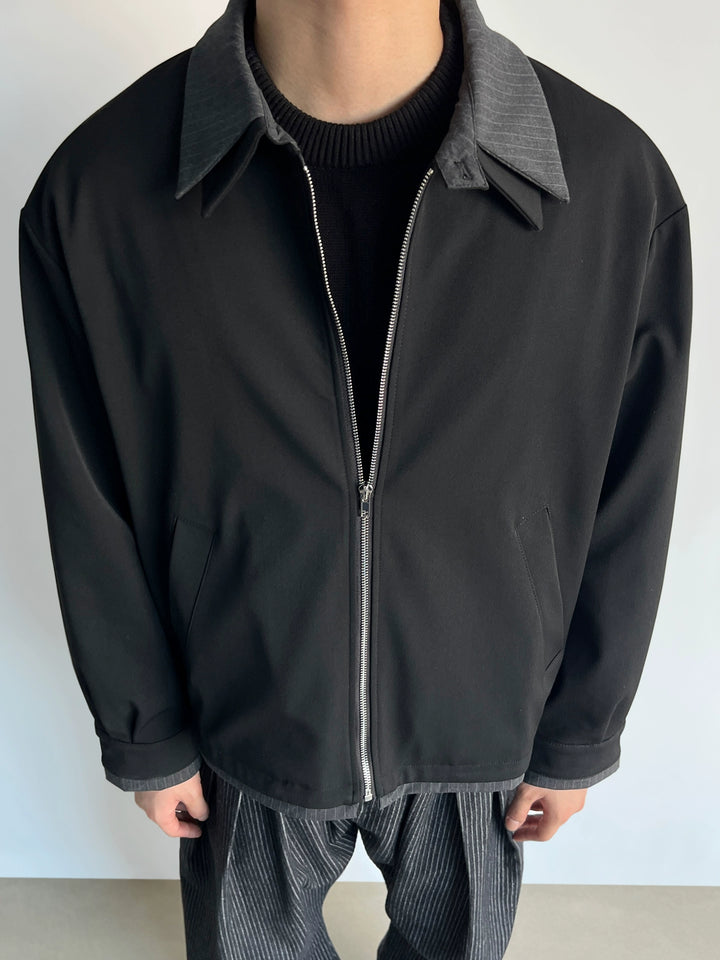Double-Layer Striped Lapel Jacket