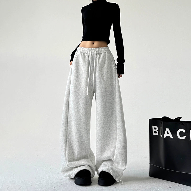 Wide-Leg High-Waisted Cotton Casual Pants