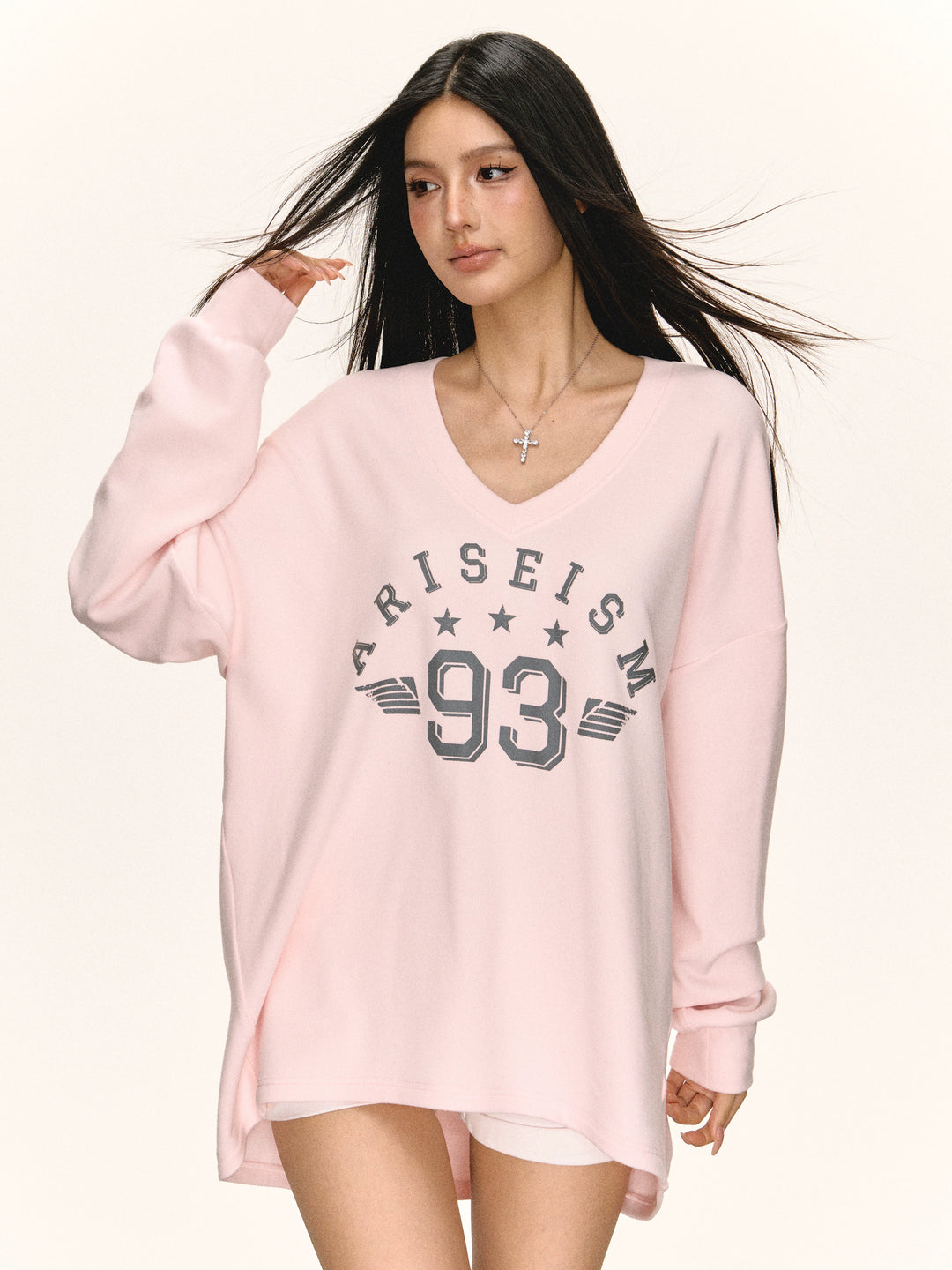 Graphic V-Neck Long Sleeve T-Shirt