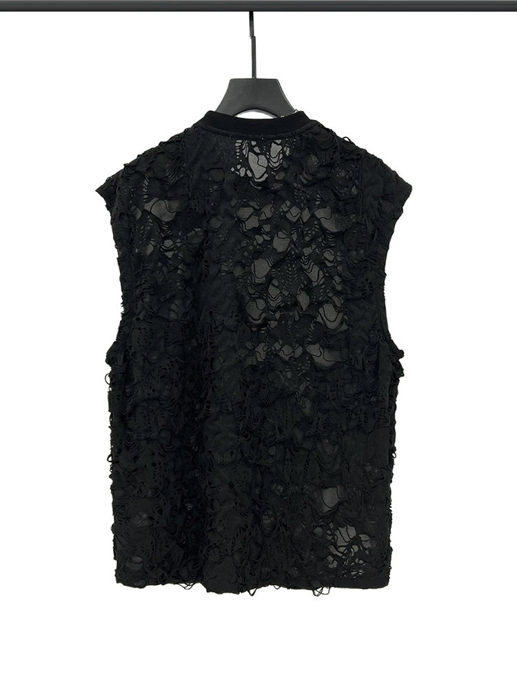 Patchwork Sleeveless Lace Sports Vest