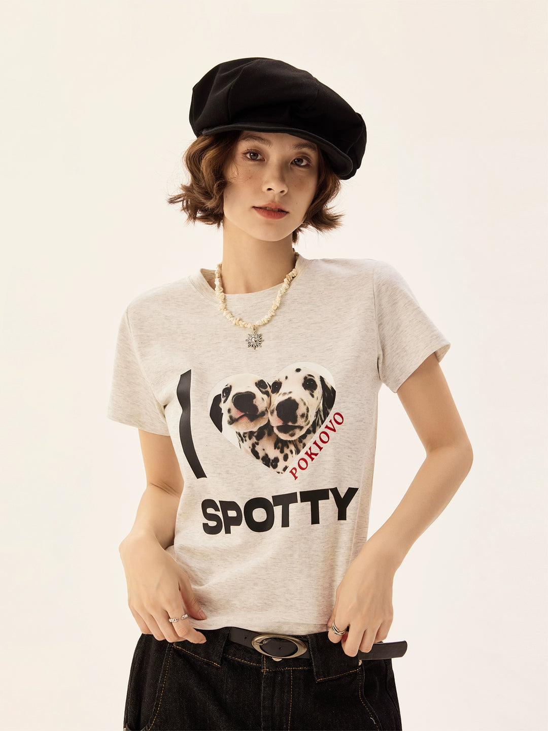 Dalmatian Print Short Sleeve Graphic T-Shirt