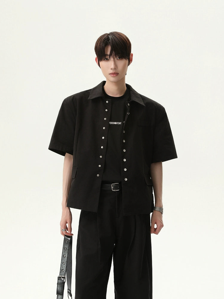 Short Sleeve Shoulder Pad Jacket Suit Pants