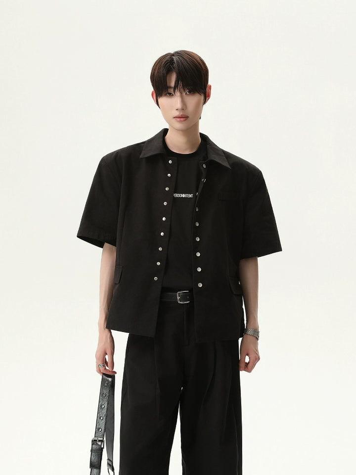 Short Sleeve Shoulder Pad Jacket Suit Pants