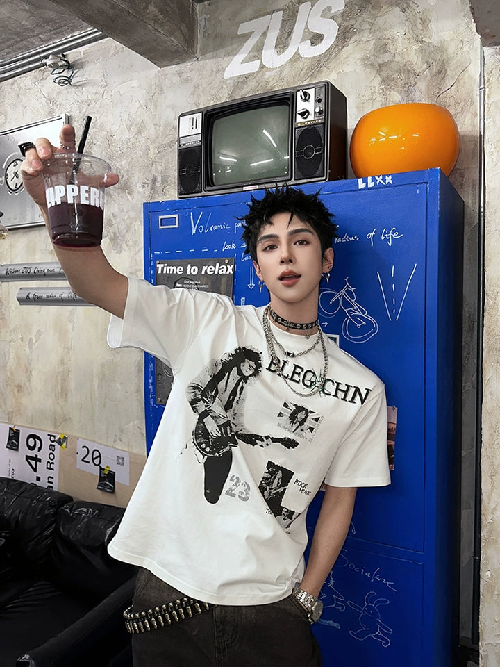 Street Graphic Cotton Loose Pullover T-Shirt