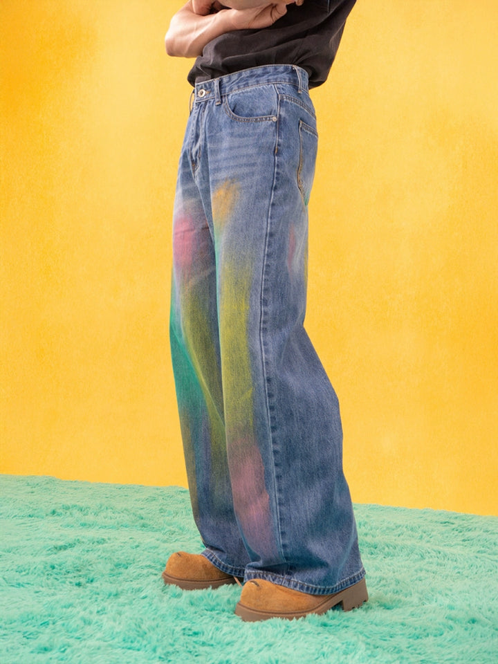 Paint Spray Loose Wide Leg Jeans
