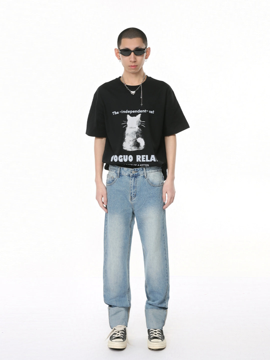 Rolled-Up Slim-fit Straight Pants