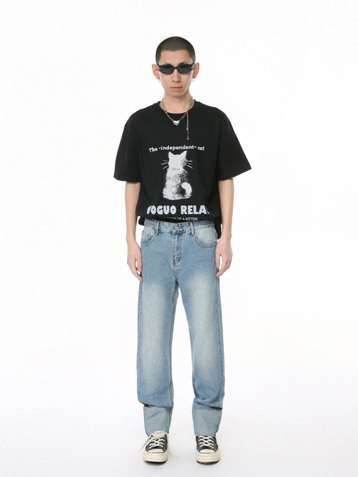 Rolled-Up Slim-fit Straight Pants