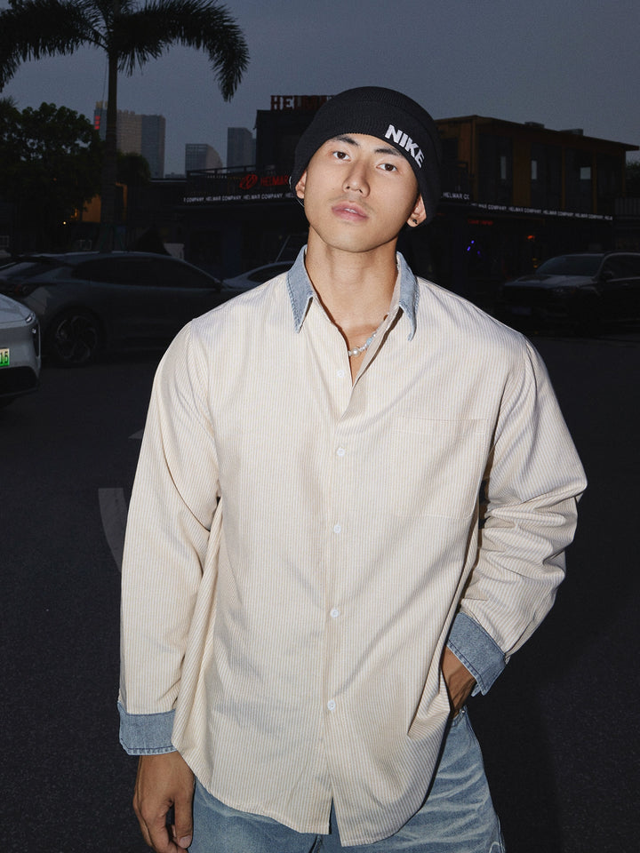 Loose Striped Long Sleeve Shirt