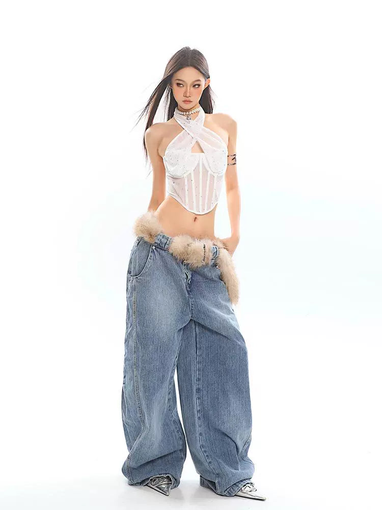 Wide Leg Retro Washed Jeans