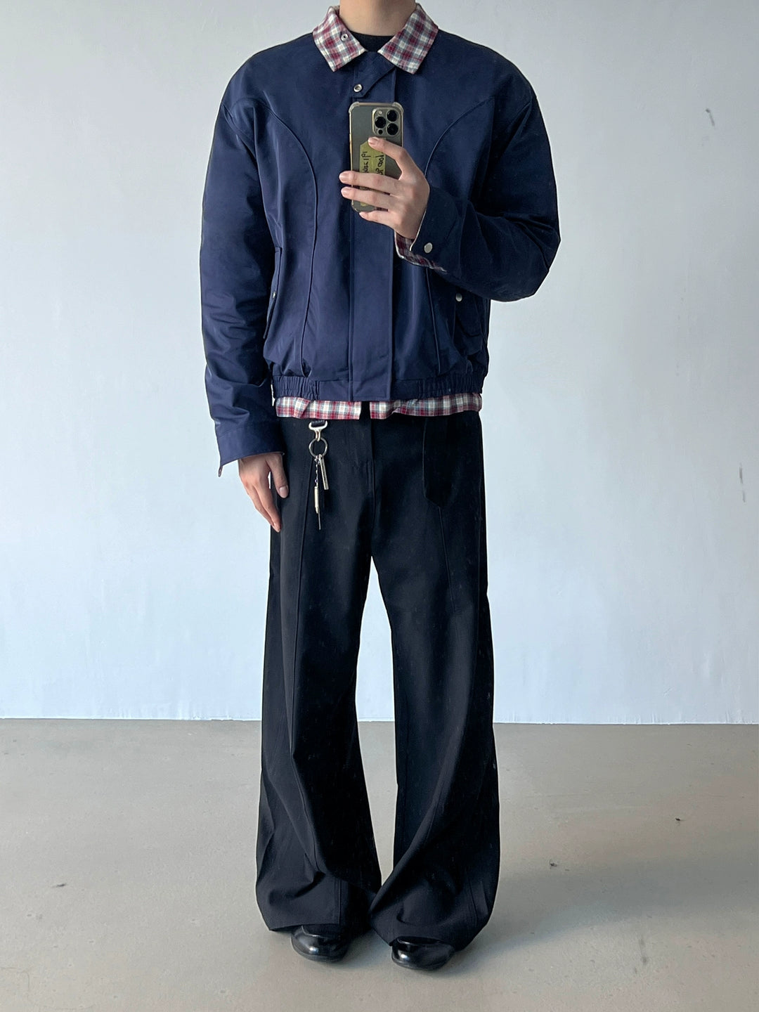 Houndstooth Stand Collar Jacket