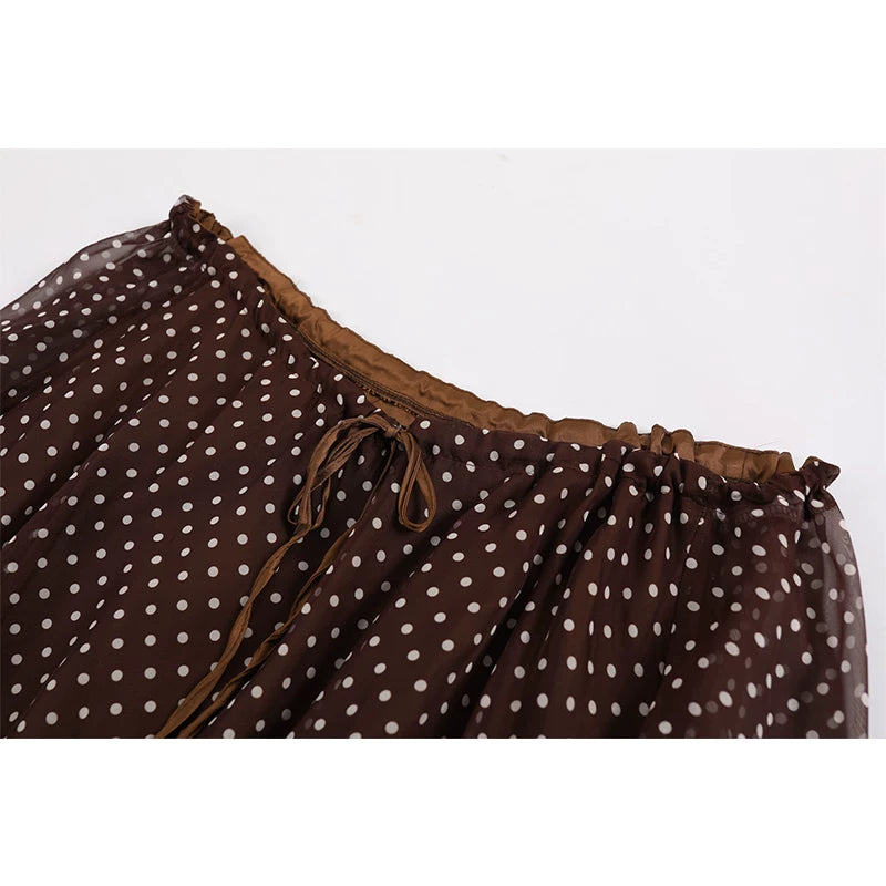 Polka Dot Tie-Waist Top and Skirt
