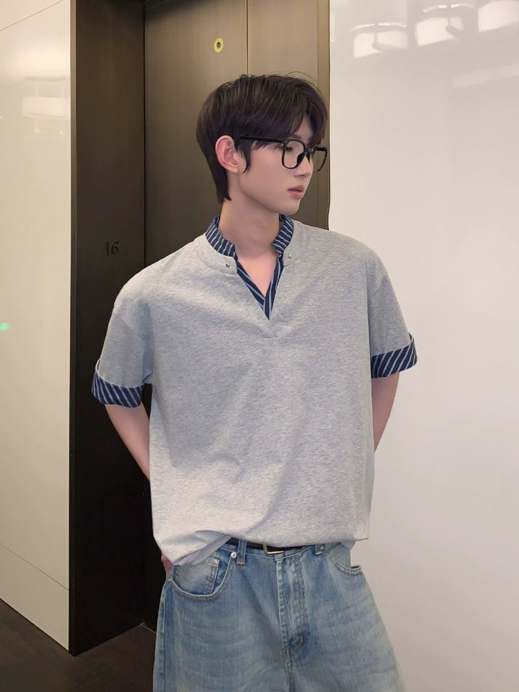 Stand Collar Loose Casual T-shirt