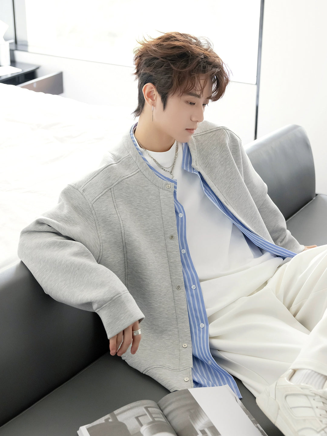 College Style Two-Piece Cardigan Jacket