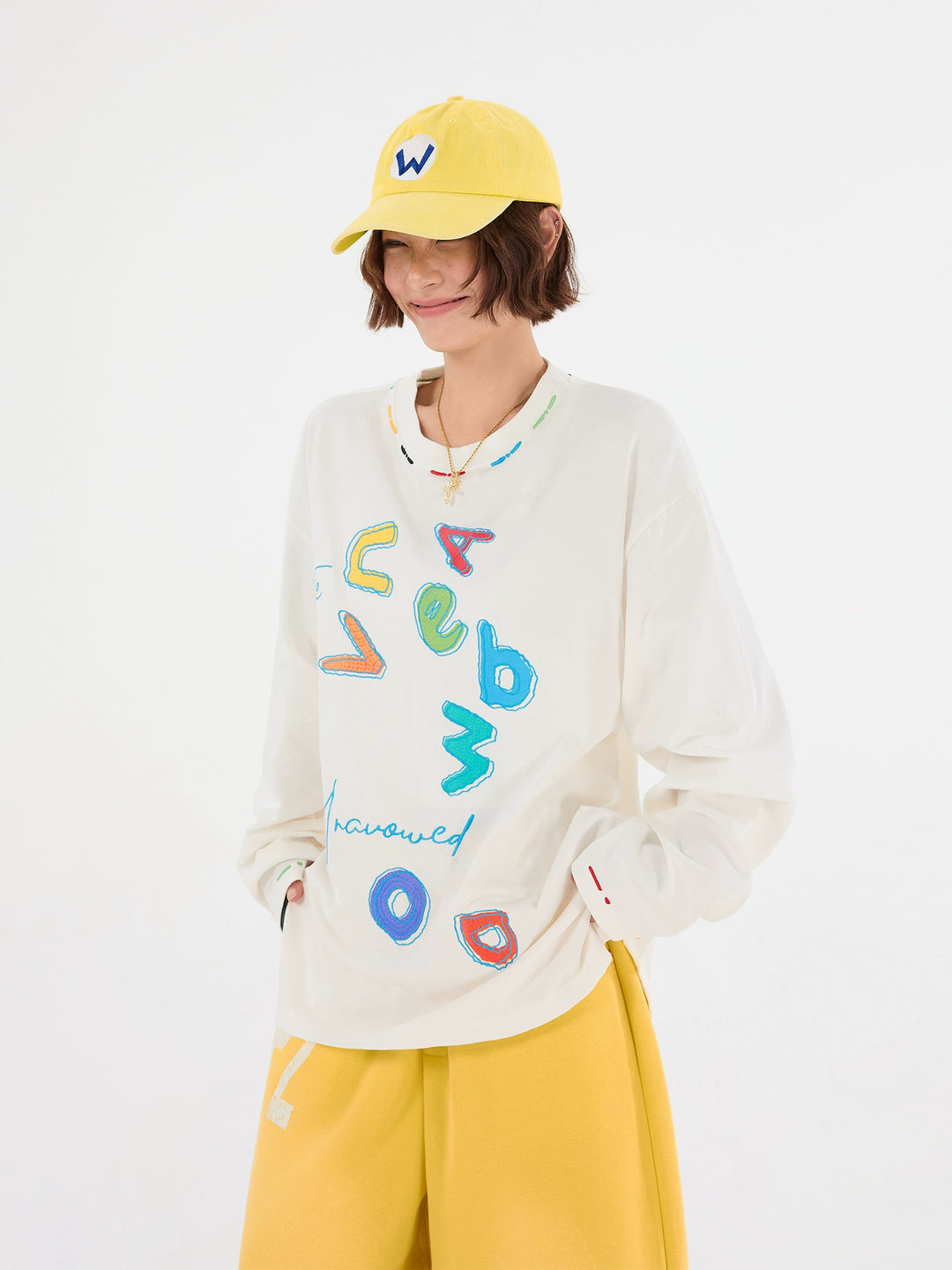 Graffiti Letter Loose Long Sleeve Shirt