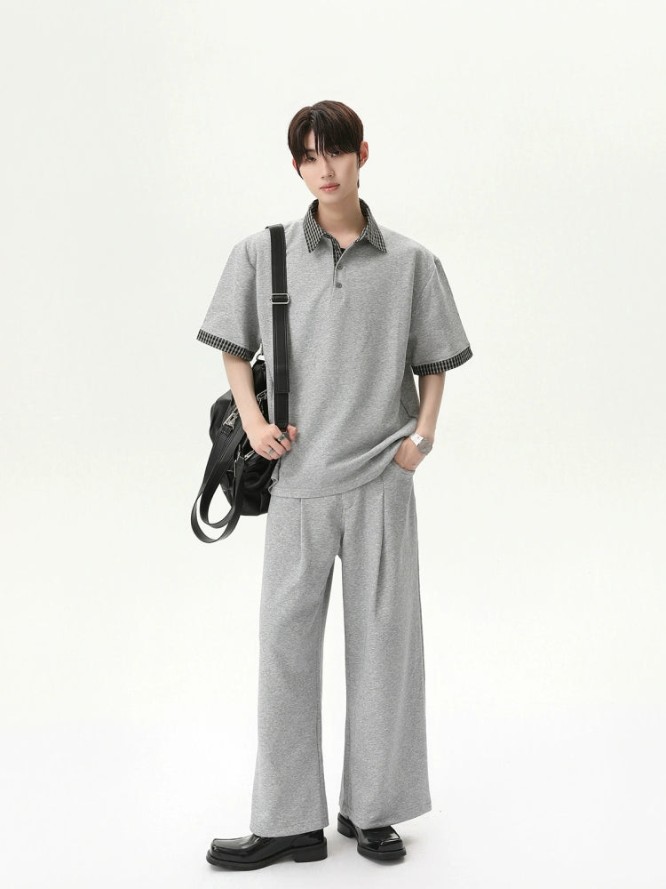 Ensemble de polo à col à carreaux et pantalon