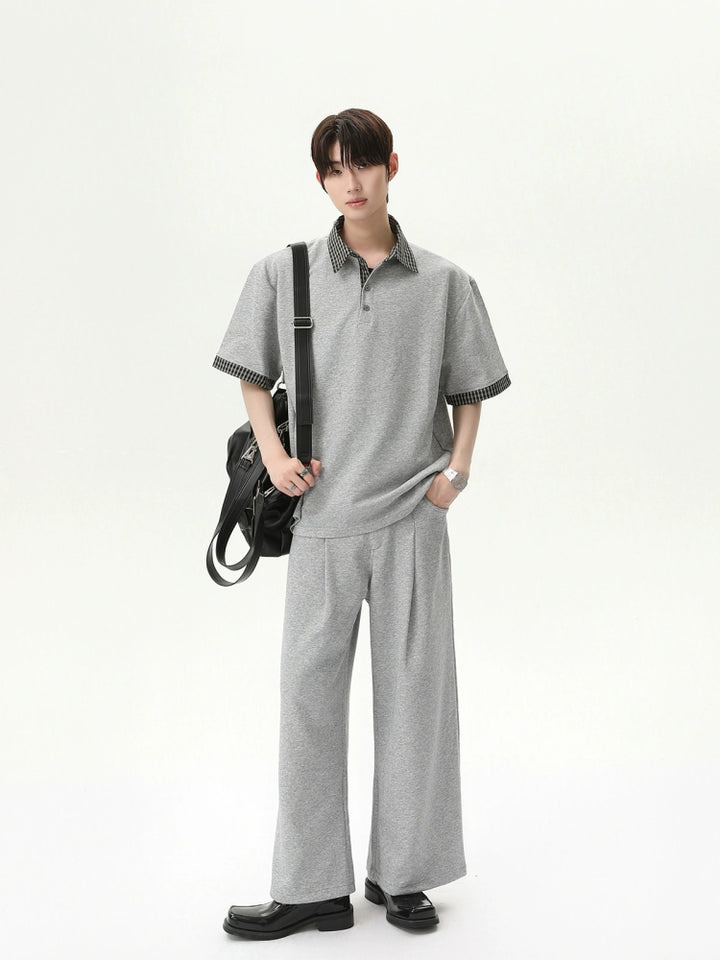 Ensemble de polo à col à carreaux et pantalon