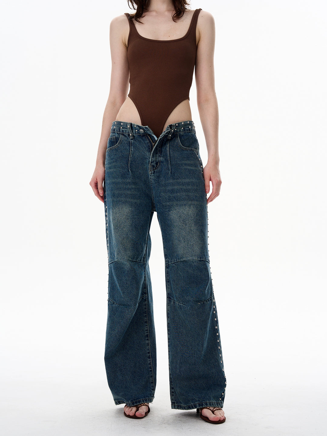 Retro Rivet Bred Ben Jeans Bukser