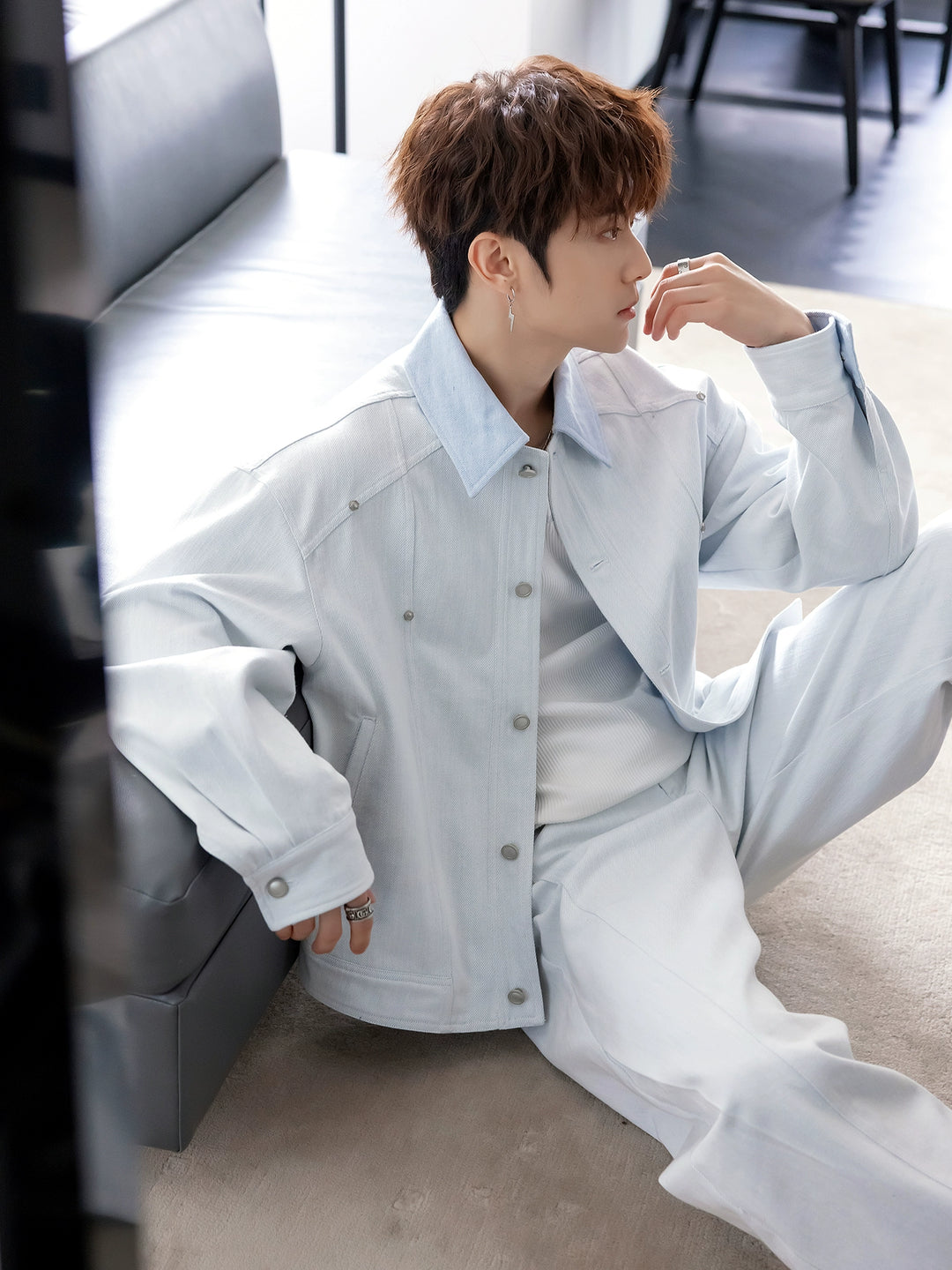 Denim Suit Jacket and Pants Set