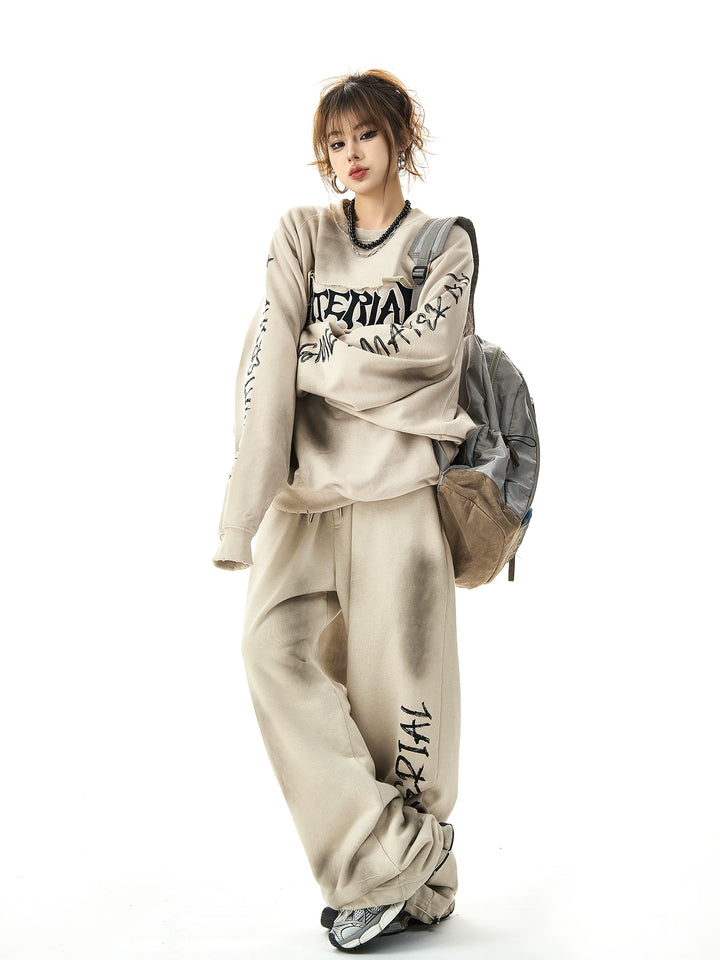 Overmaatse Geborduurde Wasteland Stijl Sweatshirt