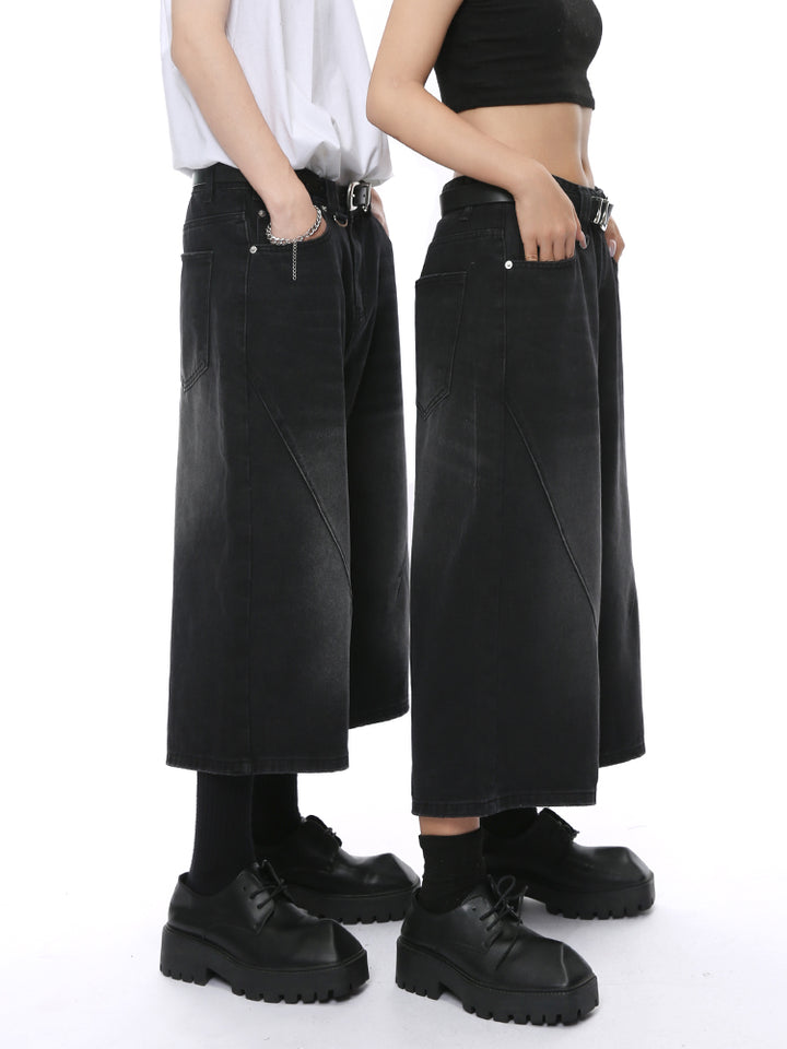 ワイドレッグデニム7ポイントパンツ