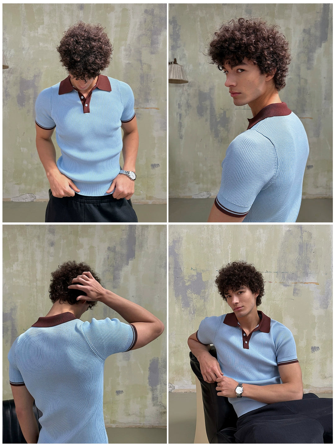Retro Knit Breathable Polo Shirt