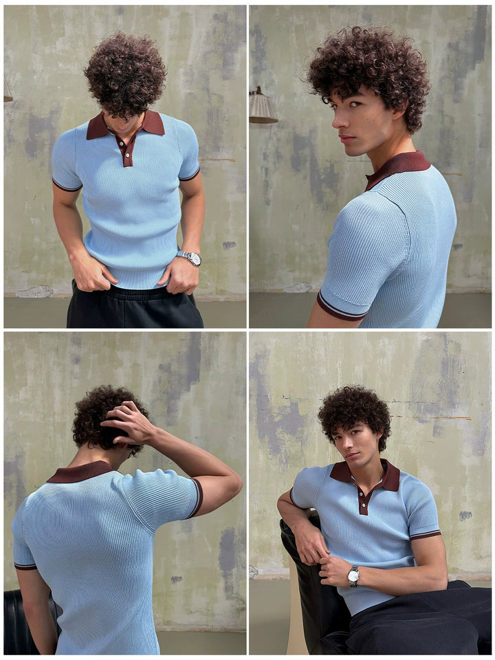 Retro Knit Breathable Polo Shirt
