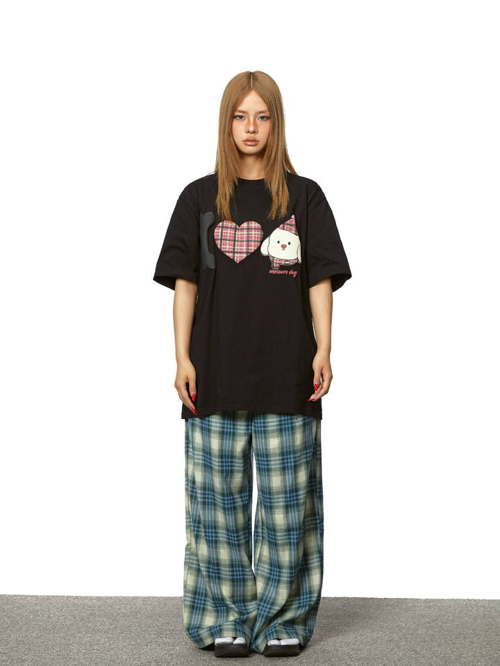 Plaid Straight Loose Wide Leg Pants
