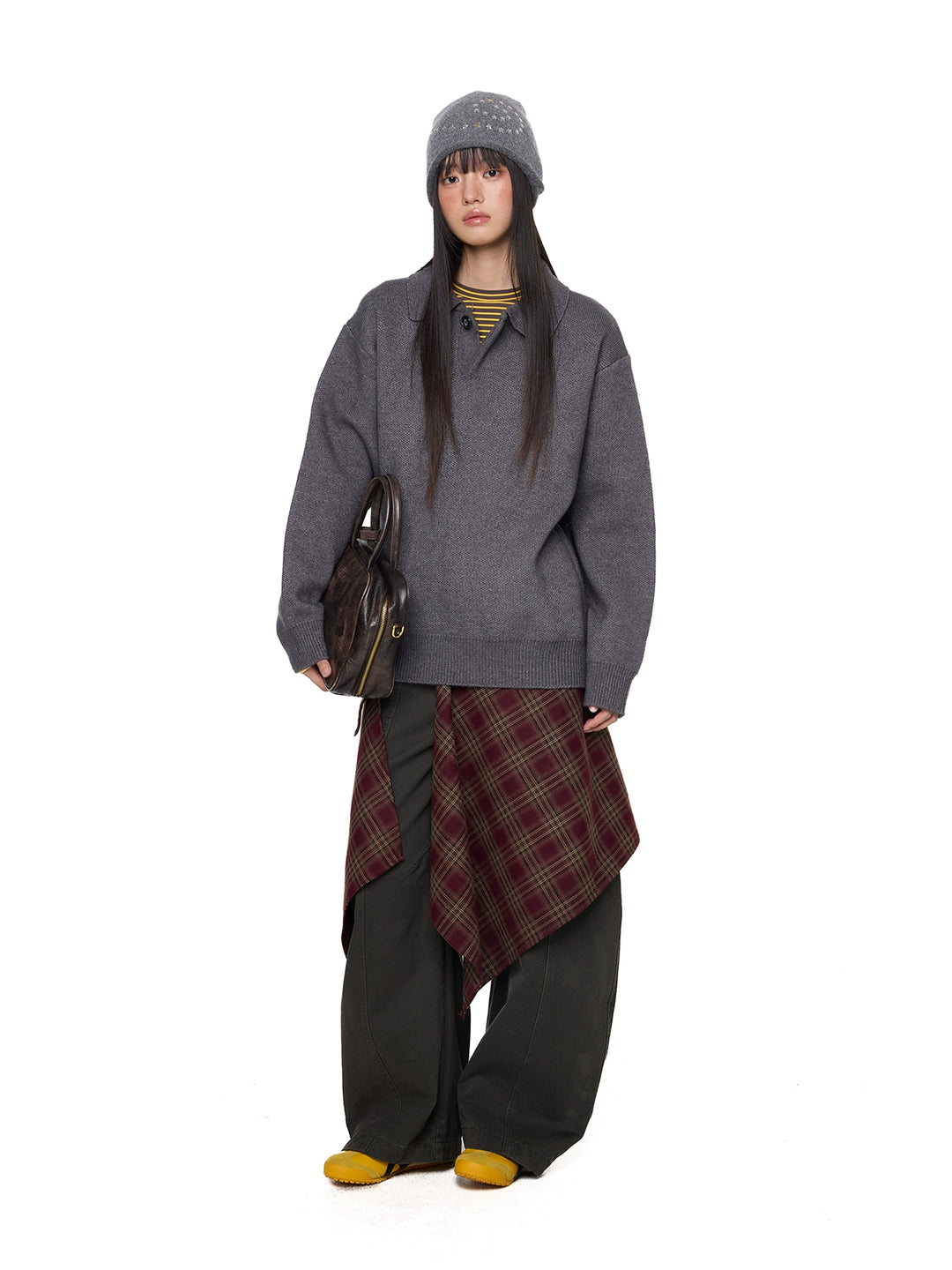 Polo Kraag Gebreide Sweater Jas