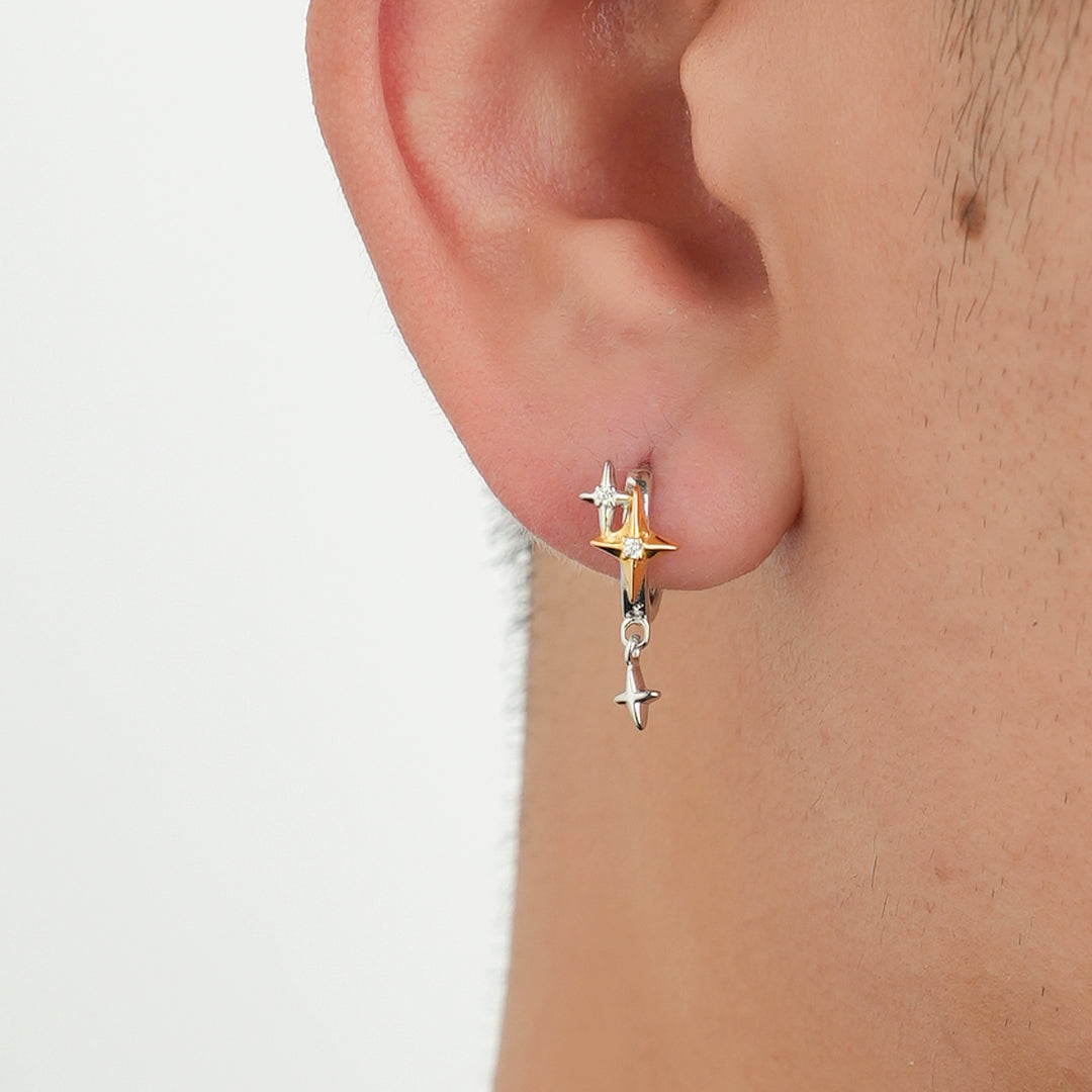 Pendientes de aro con diseño de estrella de plata esterlina