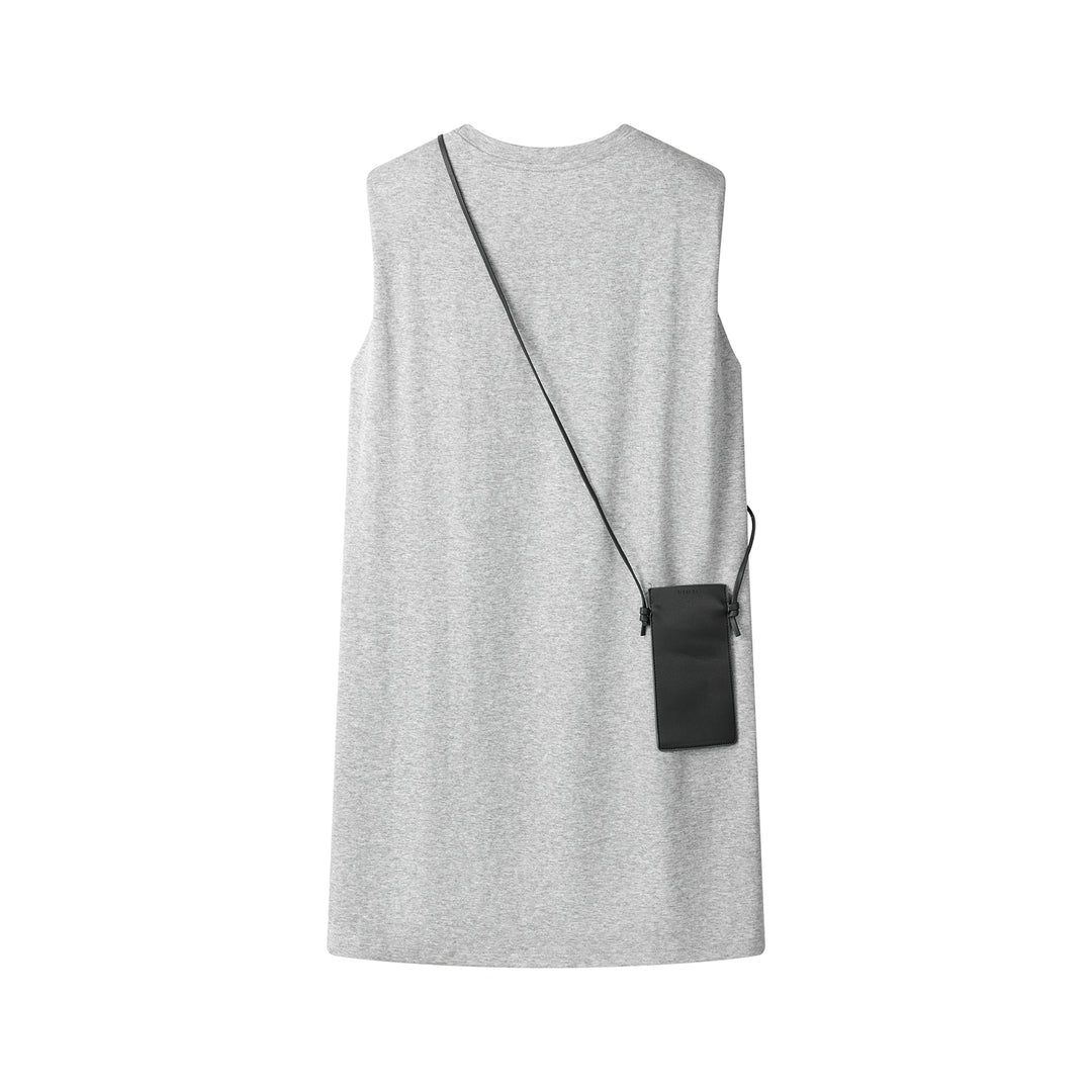 Loose Straight Shoulder Vest Dress With Bag