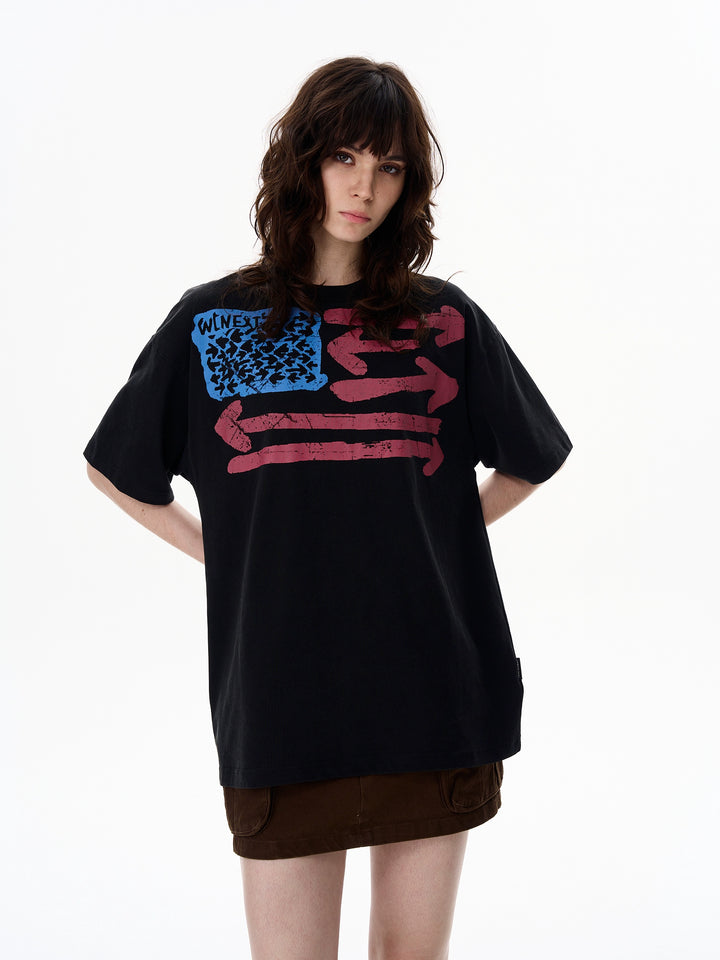 Distressed Graphic Loose T-Shirt