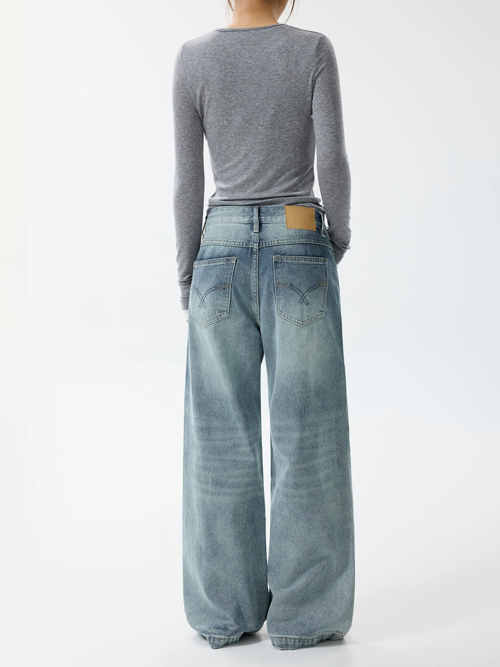 A-Line Wide-Leg Loose Jeans