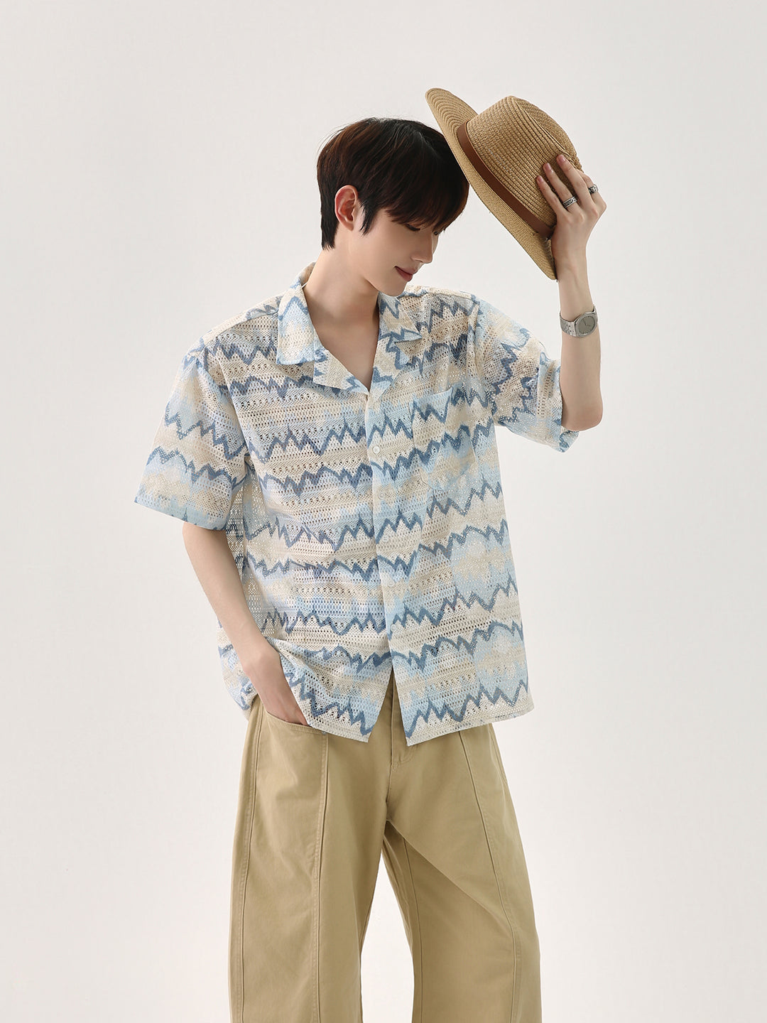 Wavy Striped Knitted Shirt