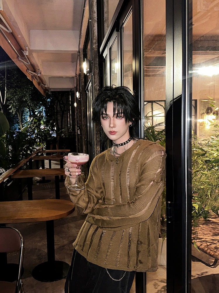 Hollow Knit Pullover Sweater